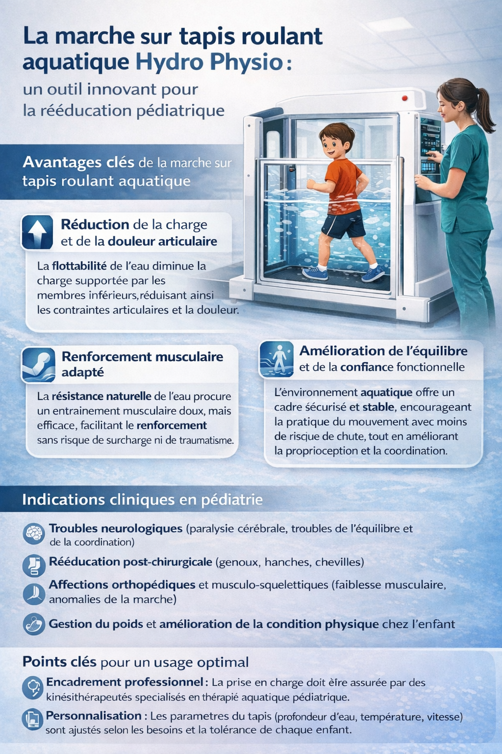 Tapis de marche immergé en pédiatrie